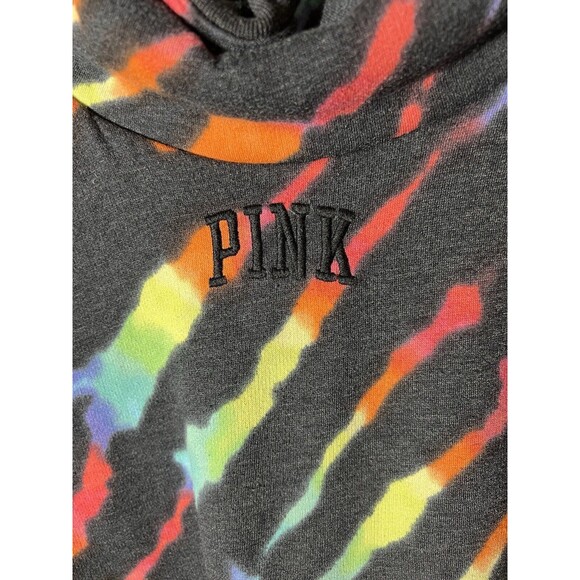 Victoria Secret Pink Womens Sweatshirt Black Tie Dye Pullover Size Small - Picture 2 of 11
